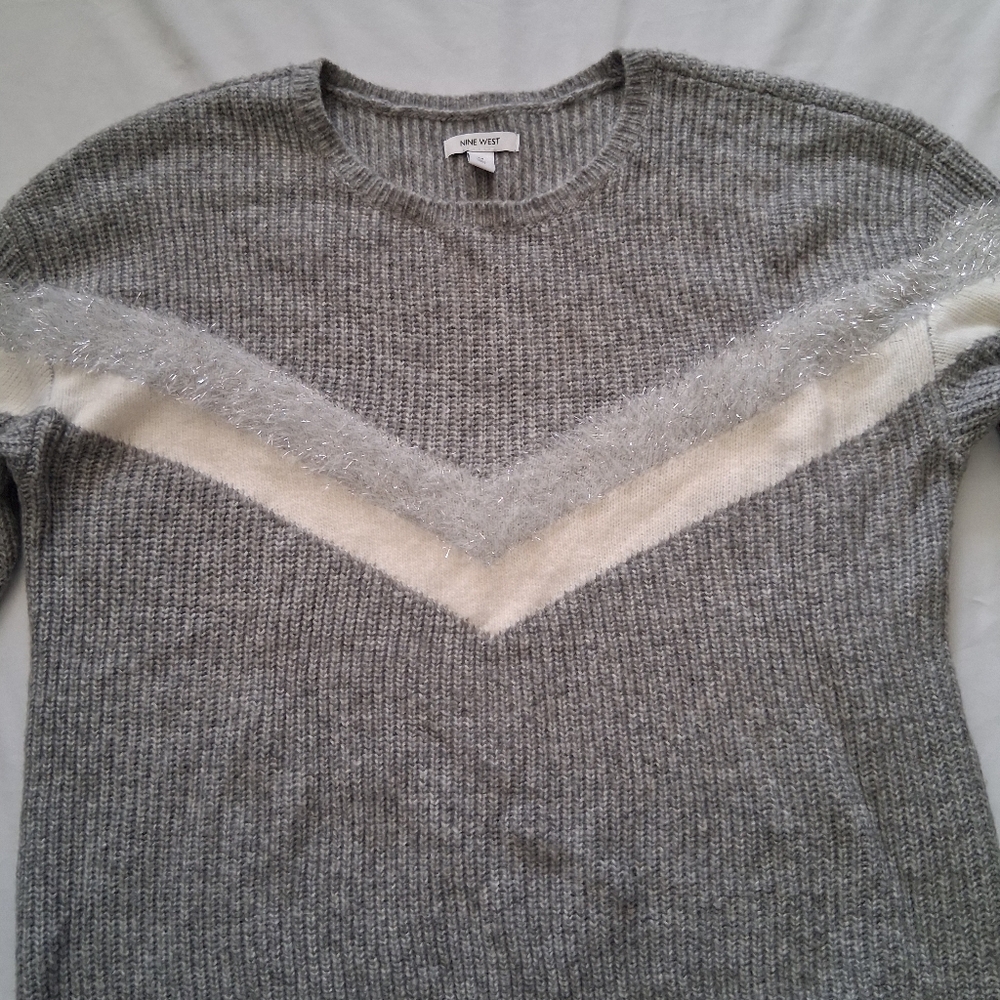 Nine West Gray and Cream Women's Sweater Size M - Picture 10 of 14